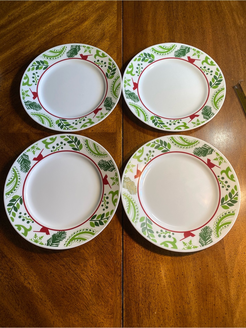 Corelle Christmas Birds & Boughs Dinner Plates- Set of 4
